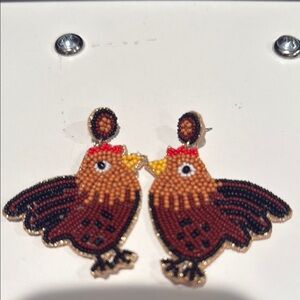 Playful Beaded Rooster Earrings